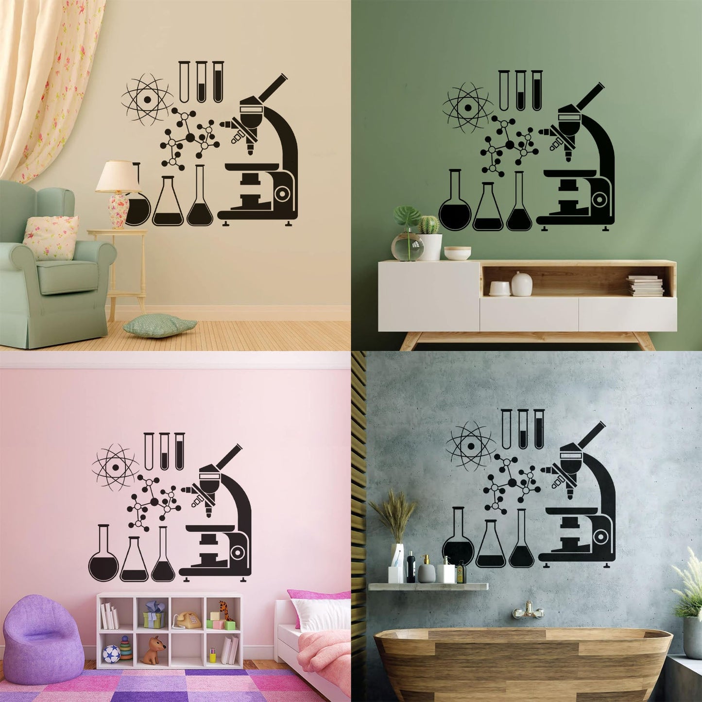 Lettering Stickers Microscope Science Scientist Chemistry School Easy Installation