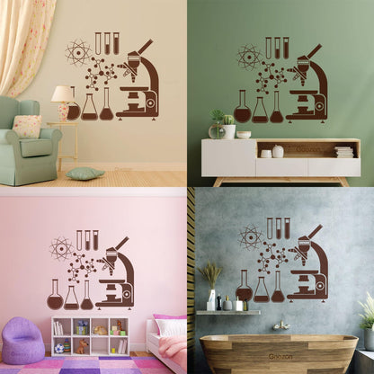 Lettering Stickers Microscope Science Scientist Chemistry School Easy Installation