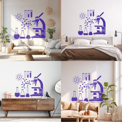 Lettering Stickers Microscope Science Scientist Chemistry School Easy Installation