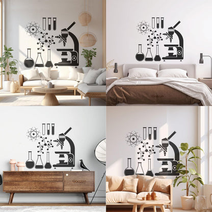 Lettering Stickers Microscope Science Scientist Chemistry School Easy Installation