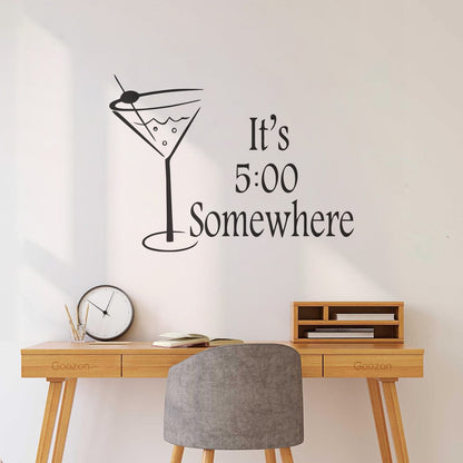 Lettering Decals Cocktail Time It'S Five O'Clock Somewhere Quote Margarita M Removable Without Leaving Glue