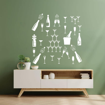 Alcohol Drink Bar Cocktail Party Night Club Kitchen Wall Decals Pvc Self Adhesive