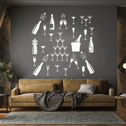 Alcohol Drink Bar Cocktail Party Night Club Kitchen Wall Decals Pvc Self Adhesive
