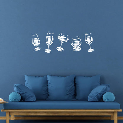 Vinyl Wall Stickers Alcoholic Cocktail Party Wine Glasses Party Ation Equipped With Transfer Film Kit