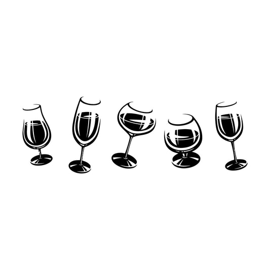 Vinyl Wall Stickers Alcoholic Cocktail Party Wine Glasses Party Ation Equipped With Transfer Film Kit