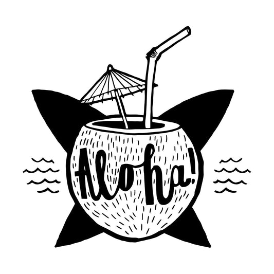 Wall Decals Aloha Coconut Cocktail Surfing Beach Style Easy Installation