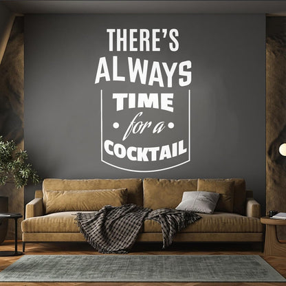 Always Time Cocktail Drink Glass Bar Pub Drinking Engraving Decals Multiple Size Options