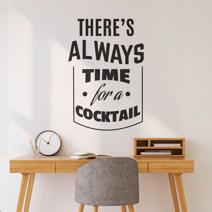 Always Time Cocktail Drink Glass Bar Pub Drinking Engraving Decals Multiple Size Options