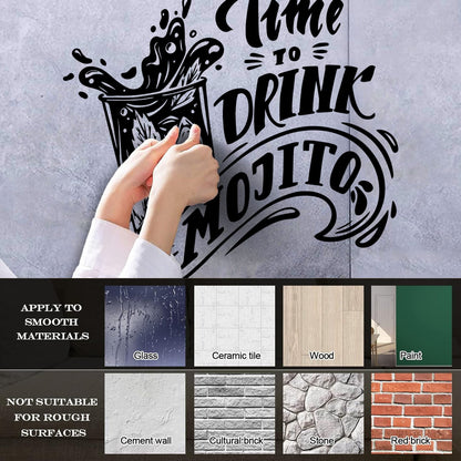 Mural And Wall Vinyl Decal Bar Cocktail Alcohol Time To Drink Mojito Waterproof