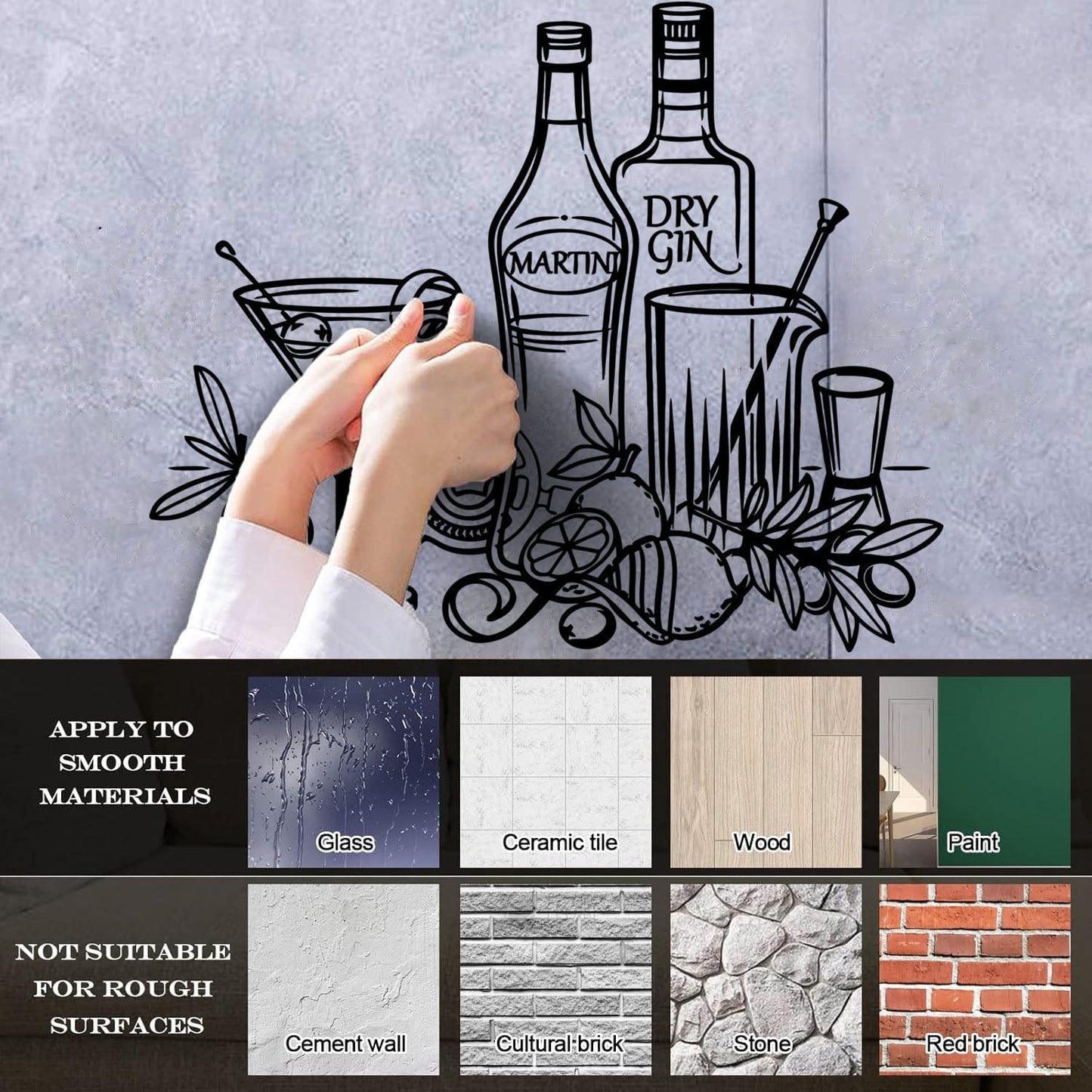 Wall Vinyl Sticker Decor Bar Cocktail Umbrella Martini Alcohol Drink Personalized Customization