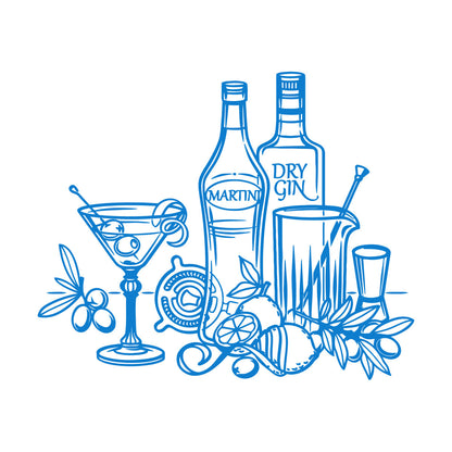 Wall Vinyl Sticker Decor Bar Cocktail Umbrella Martini Alcohol Drink Personalized Customization