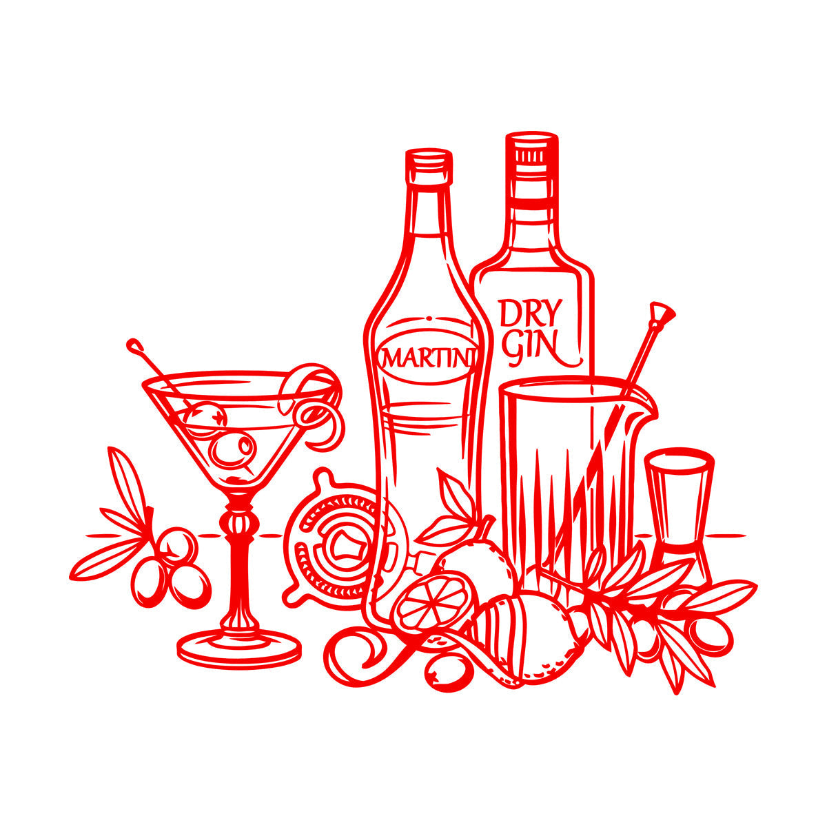 Wall Vinyl Sticker Decor Bar Cocktail Umbrella Martini Alcohol Drink Personalized Customization