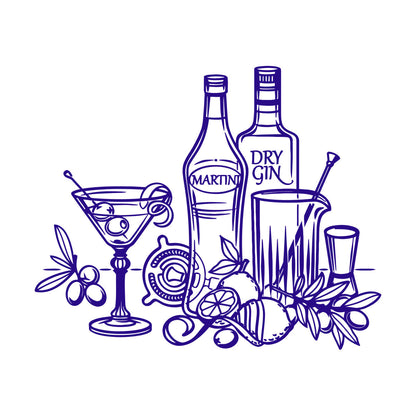 Wall Vinyl Sticker Decor Bar Cocktail Umbrella Martini Alcohol Drink Personalized Customization