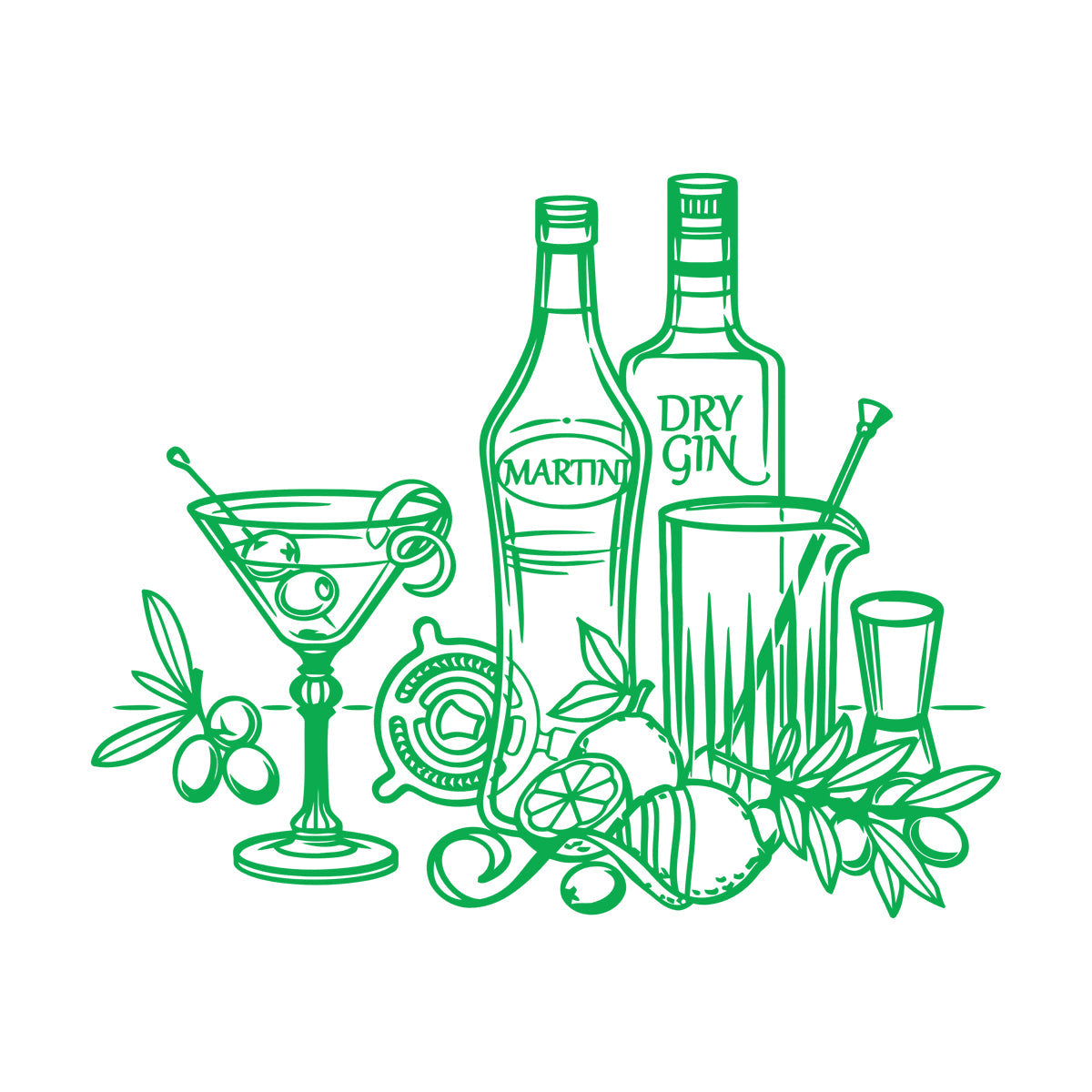 Wall Vinyl Sticker Decor Bar Cocktail Umbrella Martini Alcohol Drink Personalized Customization