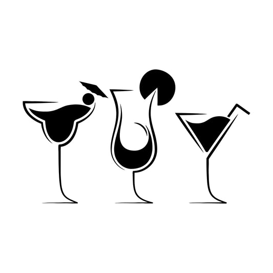 Beach Cafe Drink Glass Martini Cocktail Collection Fine Carving Stickers Can Modify And Add Information