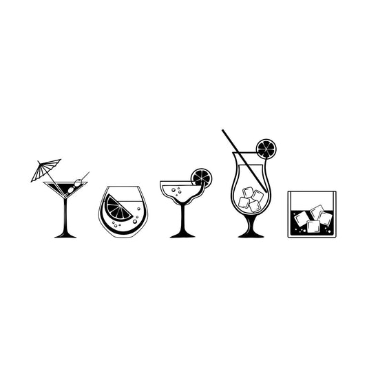 Wall Stickers Beach Cocktail Martini With Umbrella Olive Classic Glass Art Decoration