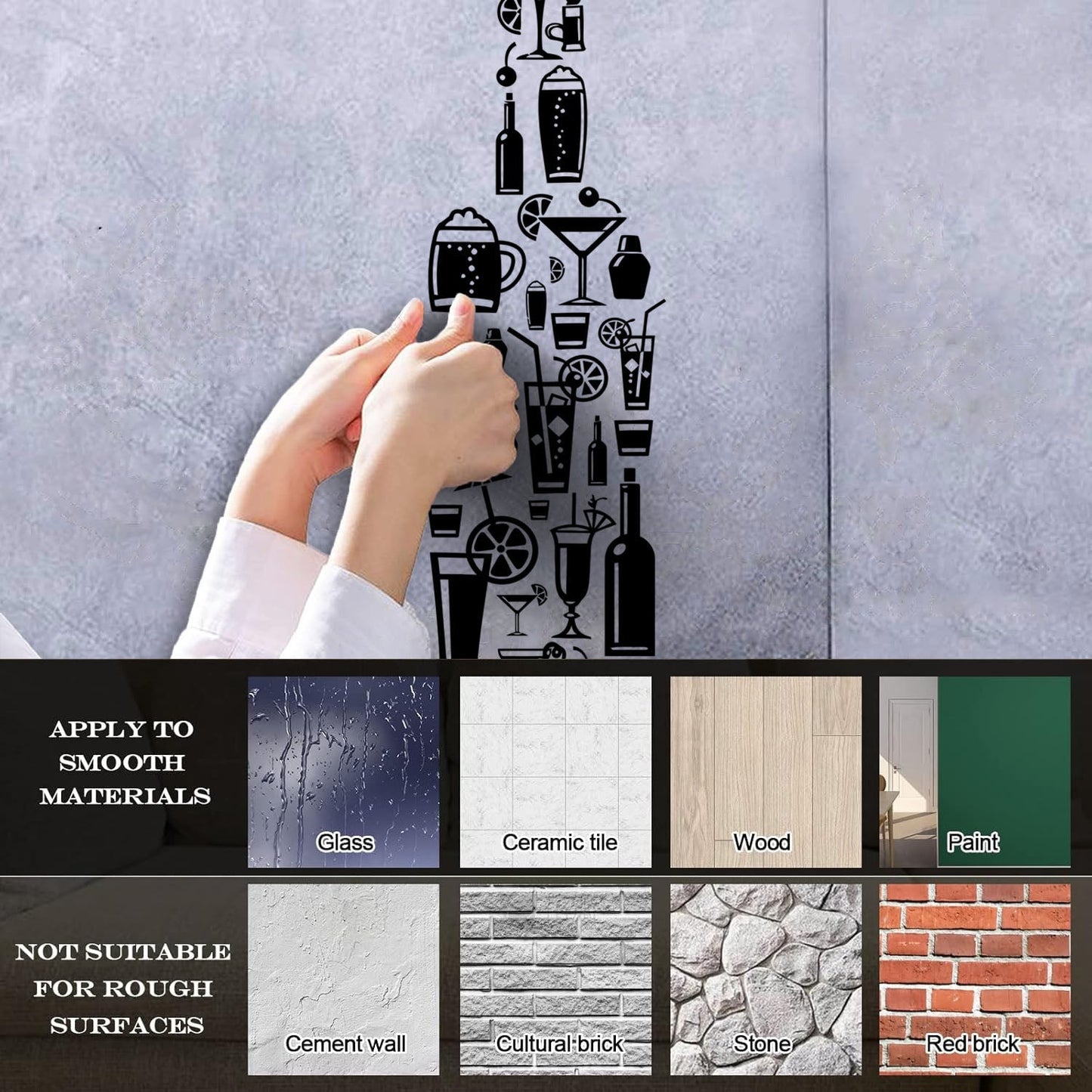 Lettering Decals Bottle Alcohol Cocktail Bar Drinks Glass Stickers