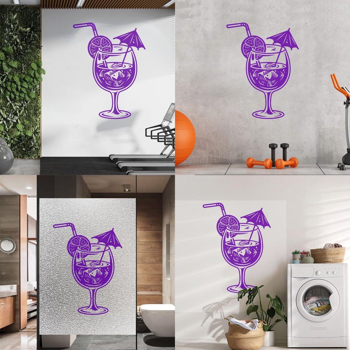 Wall Decals Pvc Cafe Bar Drinking Collection Cocktail Tumbler Glass Store Decoration