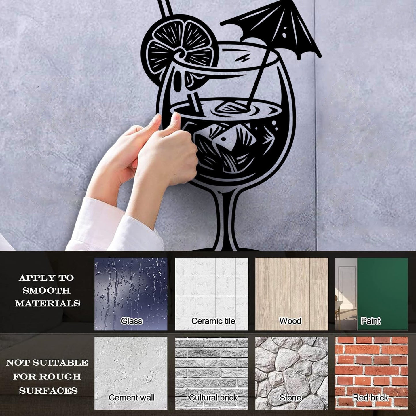 Wall Decals Pvc Cafe Bar Drinking Collection Cocktail Tumbler Glass Store Decoration