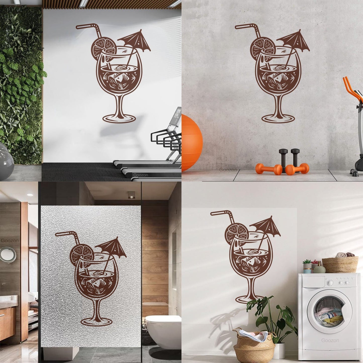 Wall Decals Pvc Cafe Bar Drinking Collection Cocktail Tumbler Glass Store Decoration