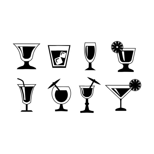 Cocktail Party Drink Glass Kitchen Beach Bar Cafe Mural And Wall Vinyl Decal Easy Installation