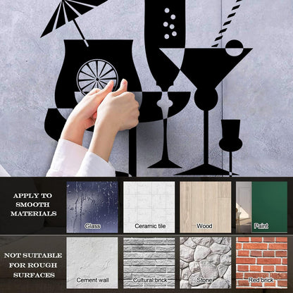 Wall Vinyl Sticker Decor Drink Glass Martini Cocktail Glass Collection Multiple Size Options