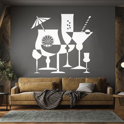 Wall Vinyl Sticker Decor Drink Glass Martini Cocktail Glass Collection Multiple Size Options