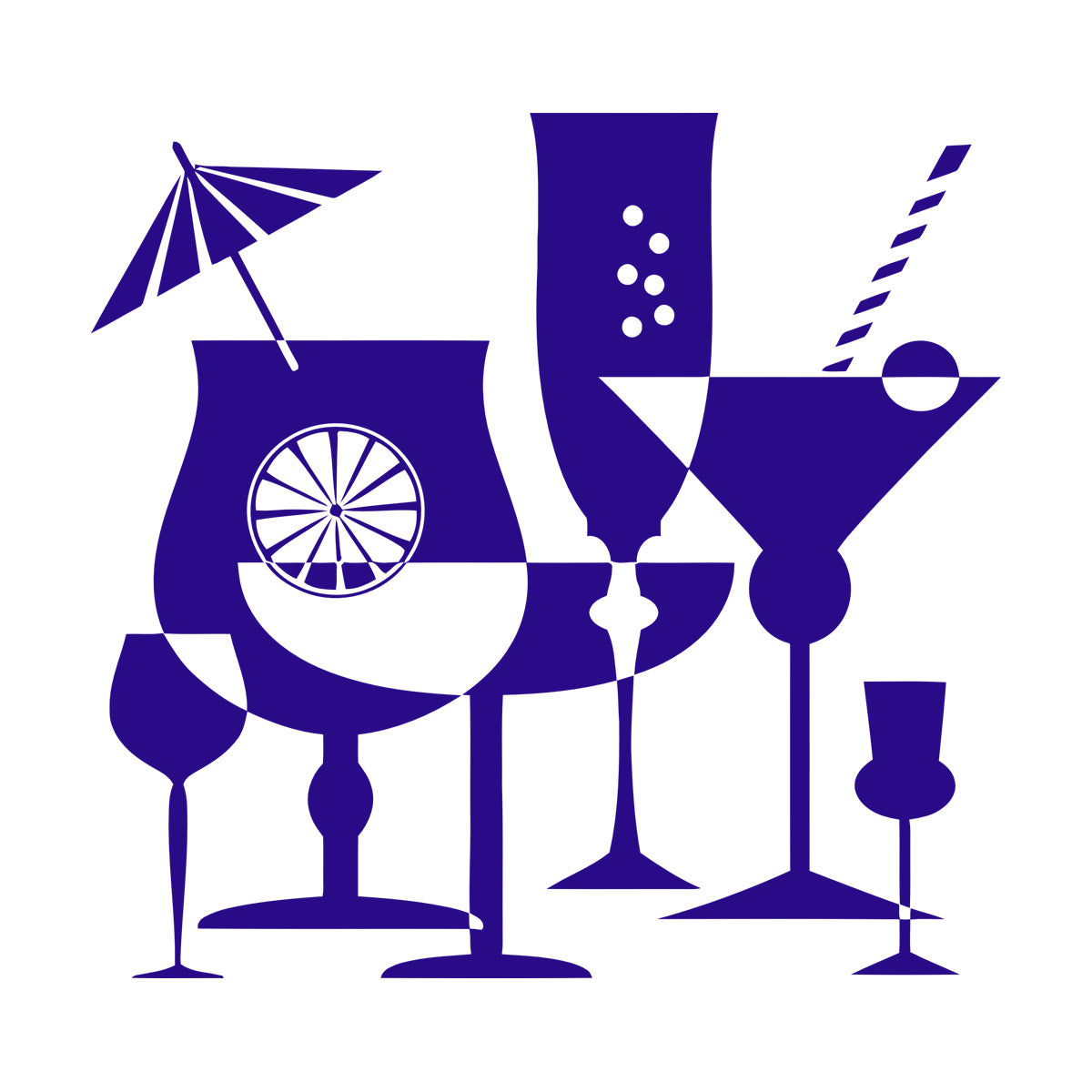 Wall Vinyl Sticker Decor Drink Glass Martini Cocktail Glass Collection Multiple Size Options