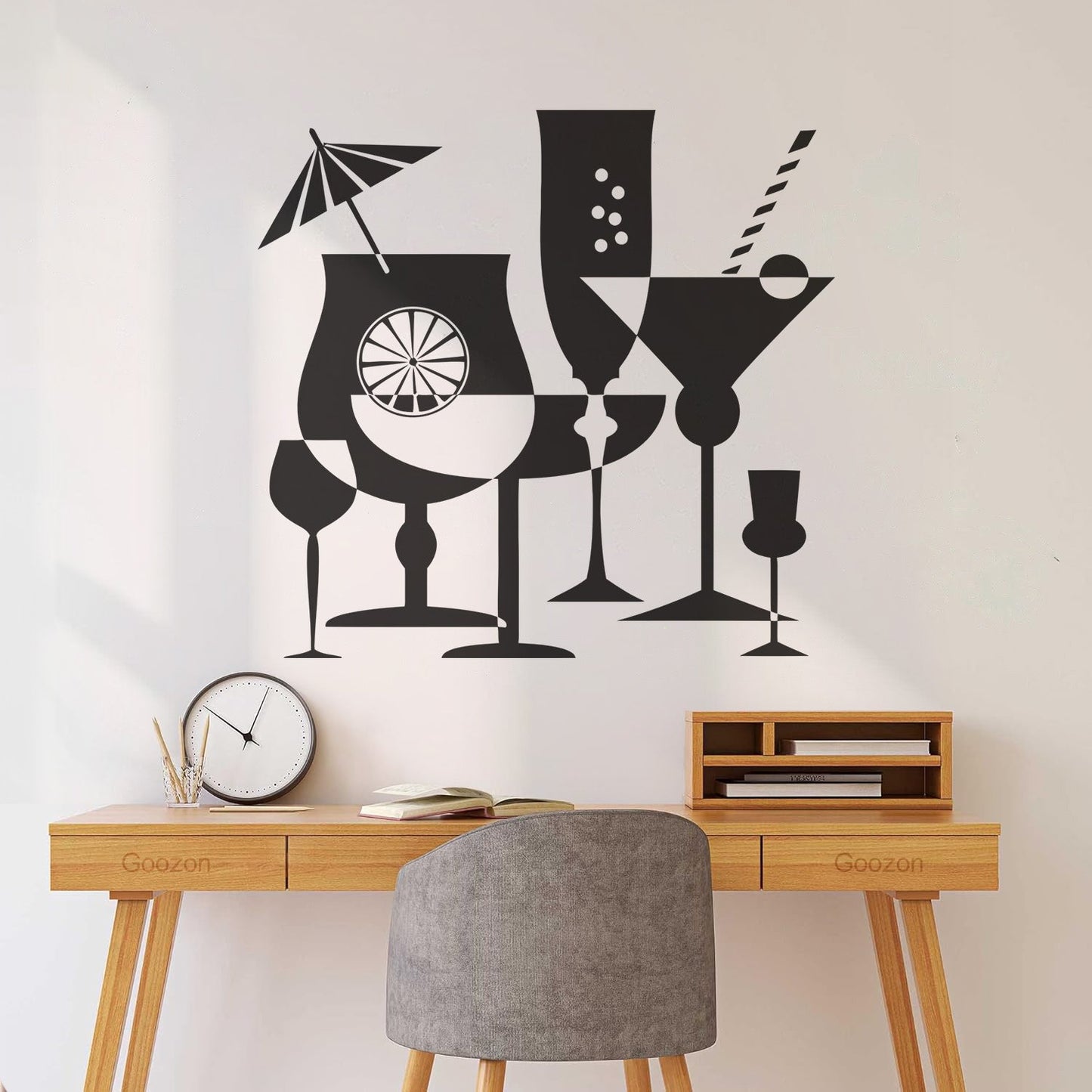 Wall Vinyl Sticker Decor Drink Glass Martini Cocktail Glass Collection Multiple Size Options