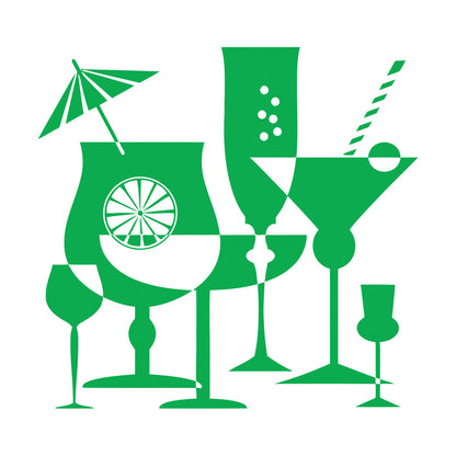 Wall Vinyl Sticker Decor Drink Glass Martini Cocktail Glass Collection Multiple Size Options