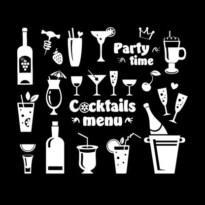 Fine Carving Stickers Drink Glass Martini Cocktail Menu Collection Cafe Waterproof