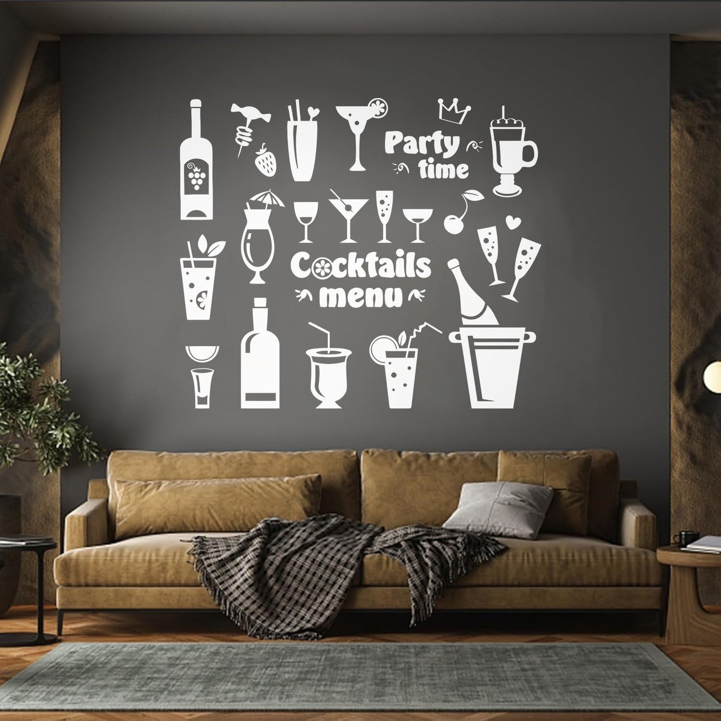 Fine Carving Stickers Drink Glass Martini Cocktail Menu Collection Cafe Waterproof