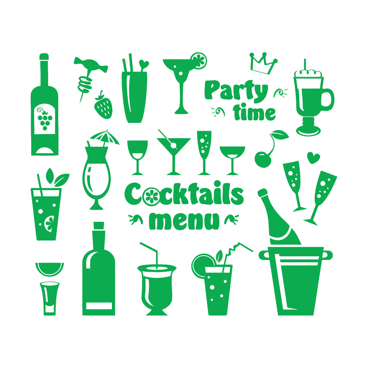 Fine Carving Stickers Drink Glass Martini Cocktail Menu Collection Cafe Waterproof