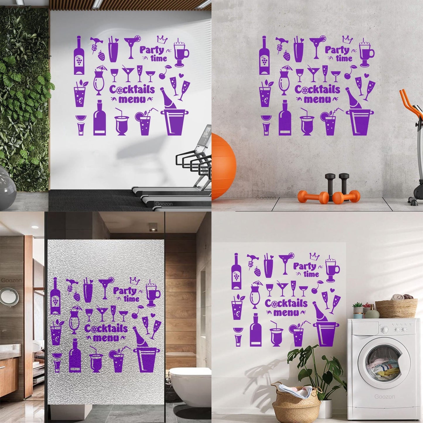 Fine Carving Stickers Drink Glass Martini Cocktail Menu Collection Cafe Waterproof