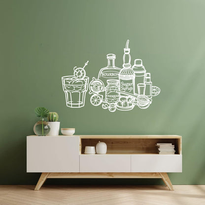 Drinking Bottle Pub Alcohol Bar Cocktail Wall Stickers It Won'T Fall Off