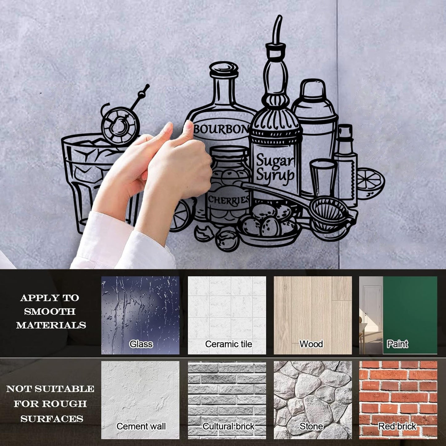 Drinking Bottle Pub Alcohol Bar Cocktail Wall Stickers It Won'T Fall Off