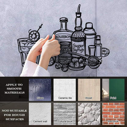 Drinking Bottle Pub Alcohol Bar Cocktail Wall Stickers It Won'T Fall Off