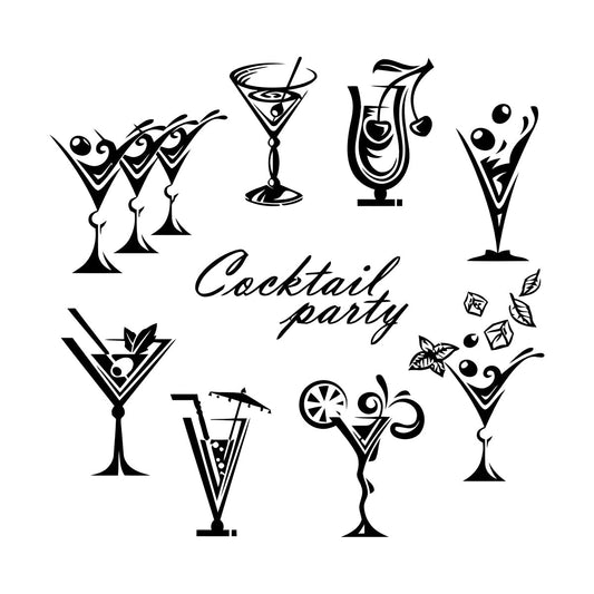 Vinyl Art Sticker Drinking Collection Cocktail Party Glass Bar Alcohol Can Modify And Add Information