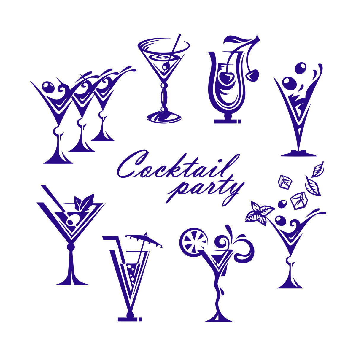 Vinyl Art Sticker Drinking Collection Cocktail Party Glass Bar Alcohol Can Modify And Add Information