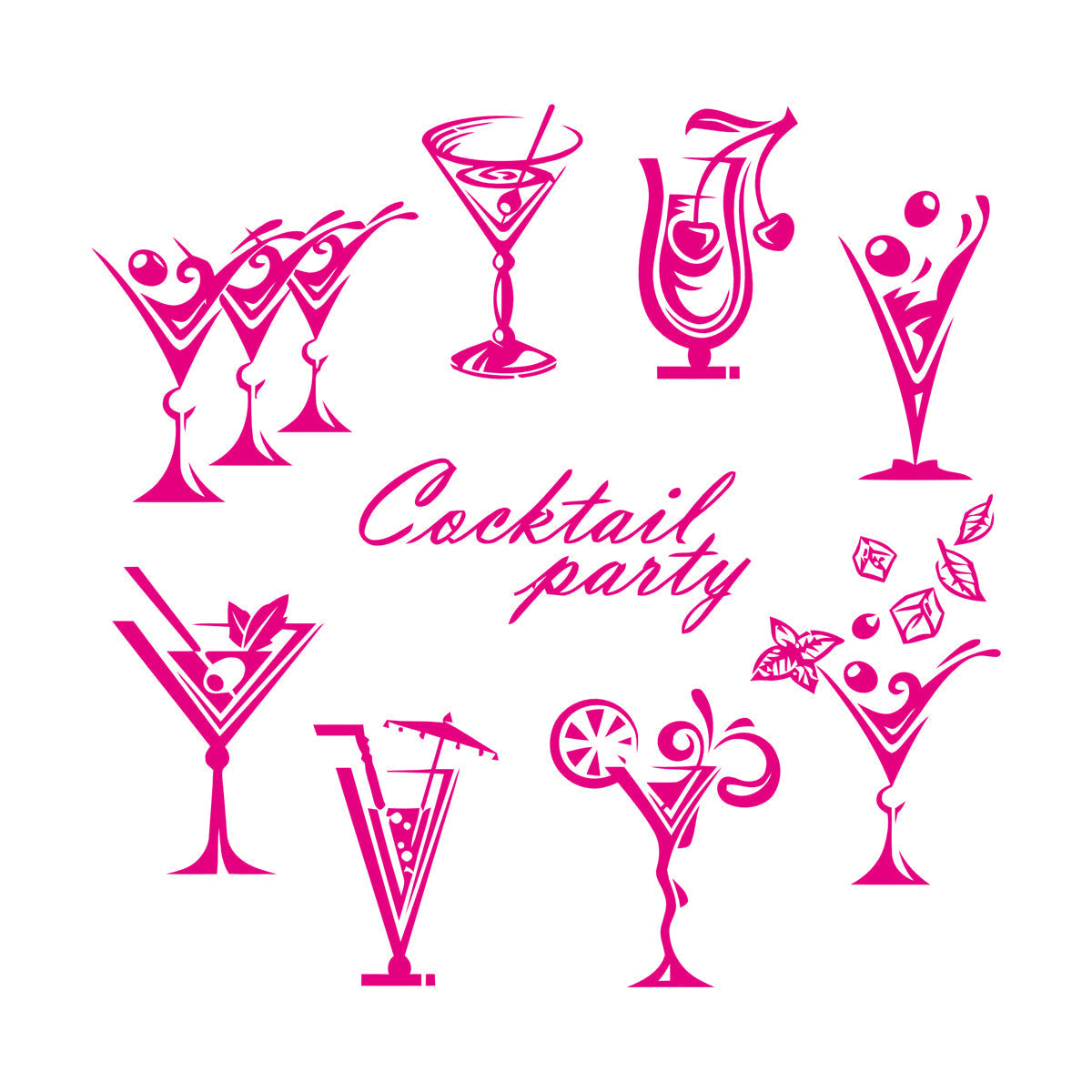 Vinyl Art Sticker Drinking Collection Cocktail Party Glass Bar Alcohol Can Modify And Add Information
