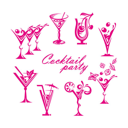 Vinyl Art Sticker Drinking Collection Cocktail Party Glass Bar Alcohol Can Modify And Add Information