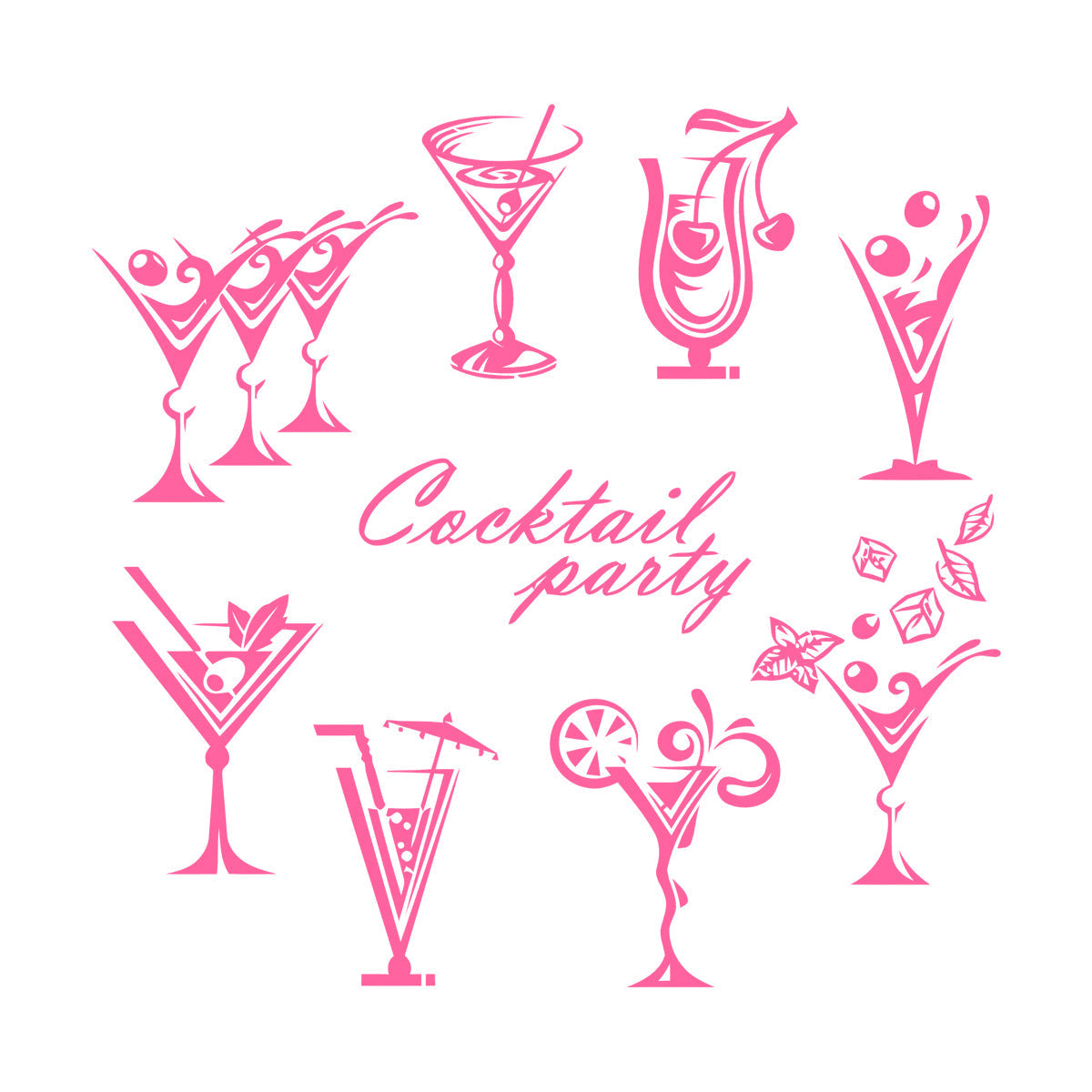 Vinyl Art Sticker Drinking Collection Cocktail Party Glass Bar Alcohol Can Modify And Add Information