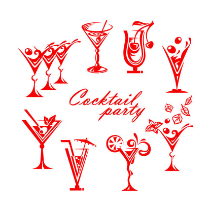 Vinyl Art Sticker Drinking Collection Cocktail Party Glass Bar Alcohol Can Modify And Add Information