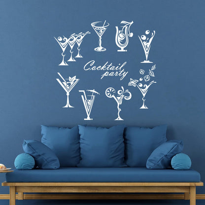 Vinyl Art Sticker Drinking Collection Cocktail Party Glass Bar Alcohol Can Modify And Add Information