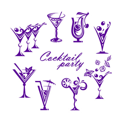 Vinyl Art Sticker Drinking Collection Cocktail Party Glass Bar Alcohol Can Modify And Add Information