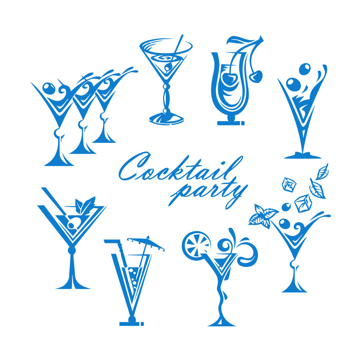 Vinyl Art Sticker Drinking Collection Cocktail Party Glass Bar Alcohol Can Modify And Add Information