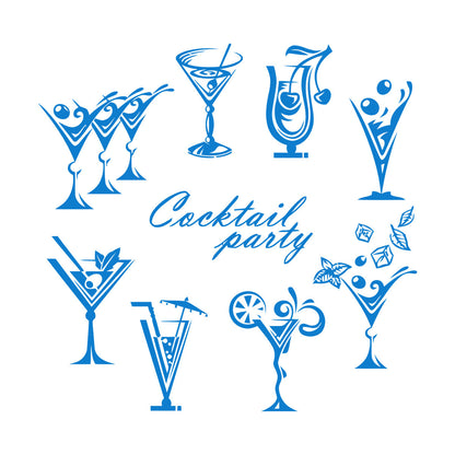 Vinyl Art Sticker Drinking Collection Cocktail Party Glass Bar Alcohol Can Modify And Add Information
