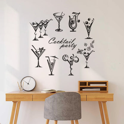 Vinyl Art Sticker Drinking Collection Cocktail Party Glass Bar Alcohol Can Modify And Add Information