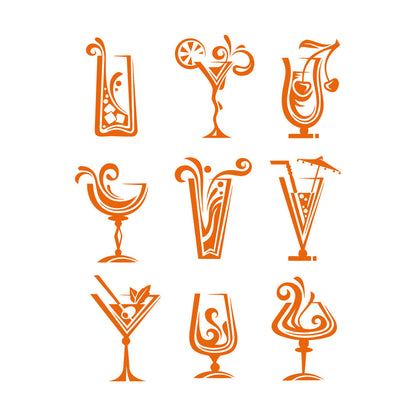 Wall Decals Pvc Drinks Cocktail Glass Collection Mixed Drink Cafe Car Body Decoration