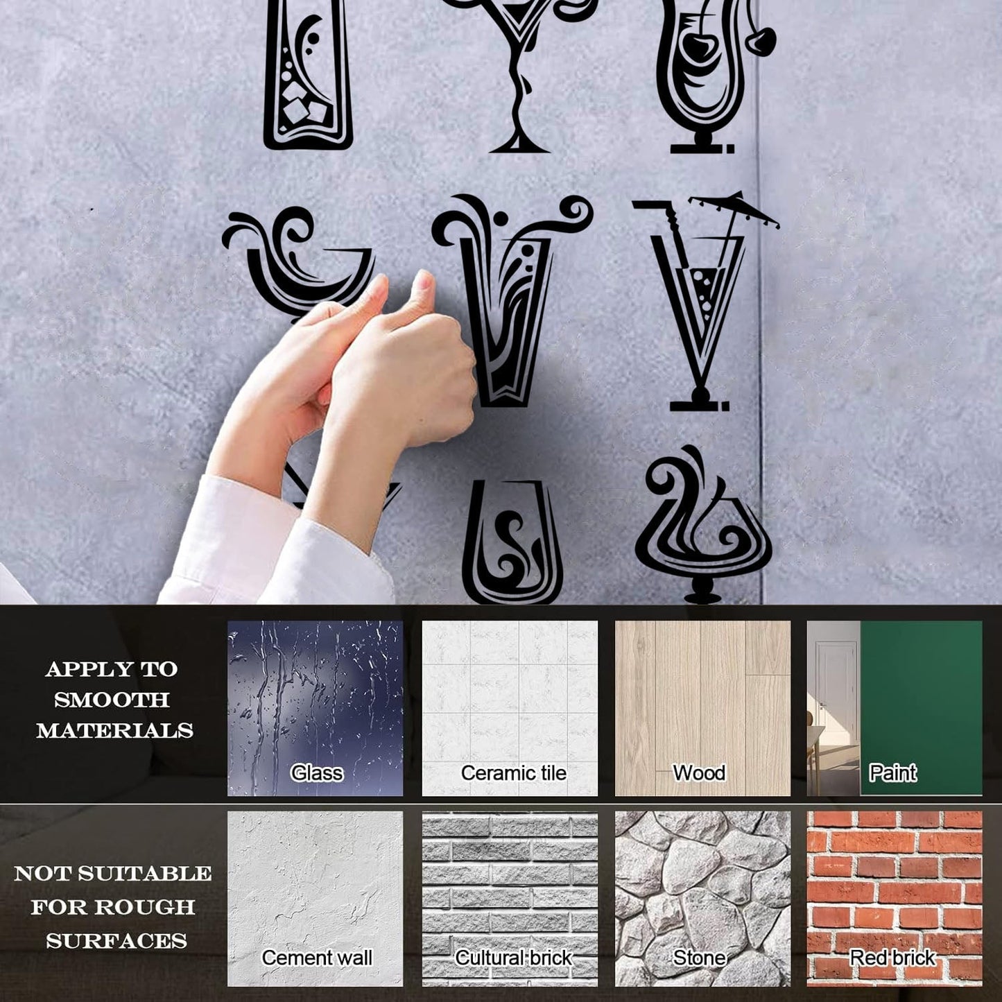 Wall Decals Pvc Drinks Cocktail Glass Collection Mixed Drink Cafe Car Body Decoration